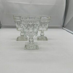 Vintage Set of 3 Colony Park Lane Clear Water Goblet Glasses Drinkware